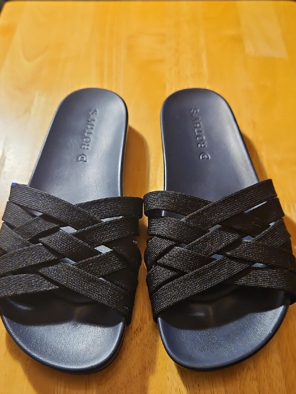 Rothy's Black Cross-Woven Slide Sandals - Women